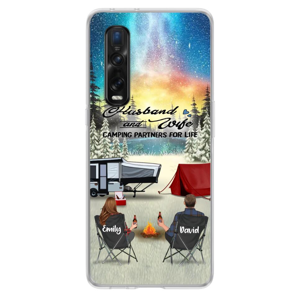 Personalized Camping Xmas Phone Case - Christmas Gift For Camping Family/Couple/Single Parent/Solo - Up to 3 Kids and 4 Pets - Husband And Wife Camping Partners For Life - Case For Xiaomi, Oppo And Huawei