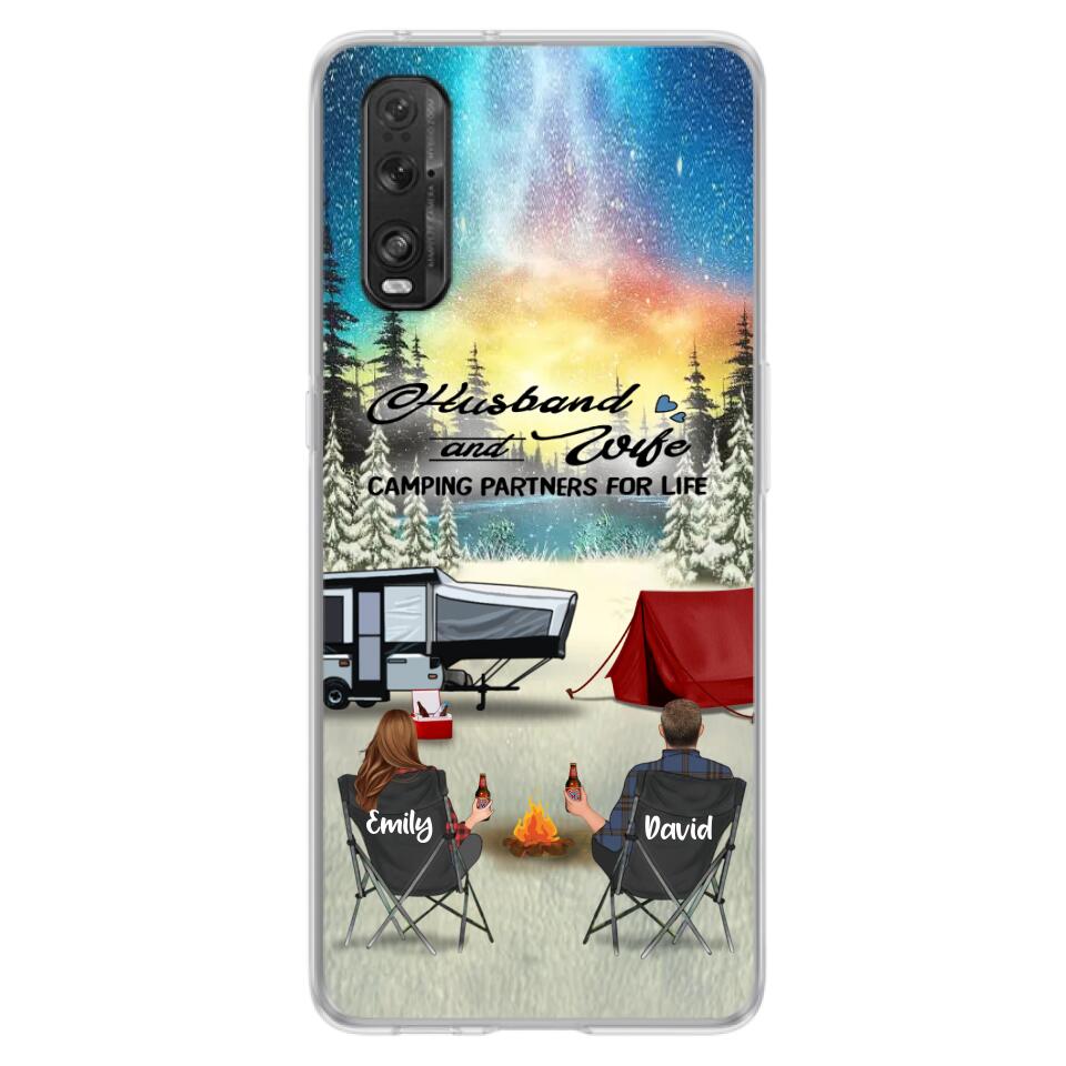 Personalized Camping Xmas Phone Case - Christmas Gift For Camping Family/Couple/Single Parent/Solo - Up to 3 Kids and 4 Pets - Husband And Wife Camping Partners For Life - Case For Xiaomi, Oppo And Huawei