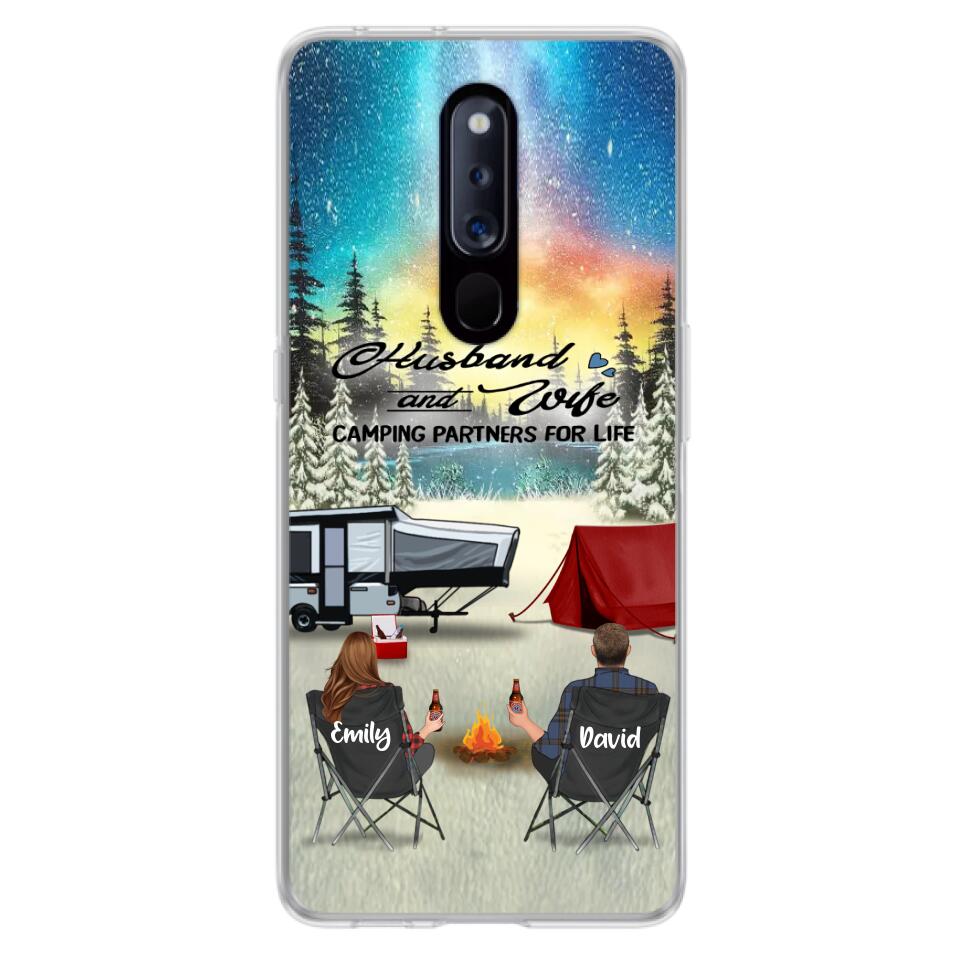 Personalized Camping Xmas Phone Case - Christmas Gift For Camping Family/Couple/Single Parent/Solo - Up to 3 Kids and 4 Pets - Husband And Wife Camping Partners For Life - Case For Xiaomi, Oppo And Huawei