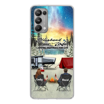 Personalized Camping Xmas Phone Case - Christmas Gift For Camping Family/Couple/Single Parent/Solo - Up to 3 Kids and 4 Pets - Husband And Wife Camping Partners For Life - Case For Xiaomi, Oppo And Huawei
