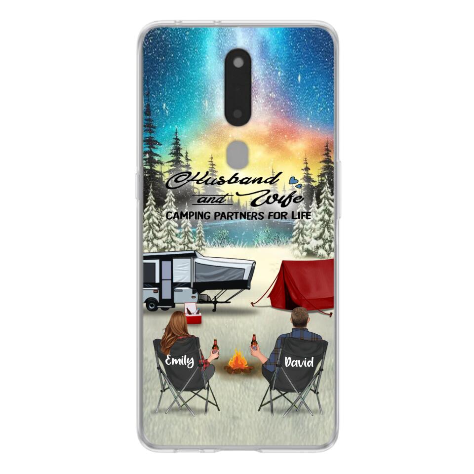 Personalized Camping Xmas Phone Case - Christmas Gift For Camping Family/Couple/Single Parent/Solo - Up to 3 Kids and 4 Pets - Husband And Wife Camping Partners For Life - Case For Xiaomi, Oppo And Huawei