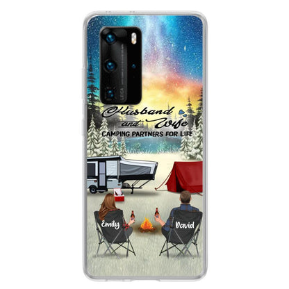 Personalized Camping Xmas Phone Case - Christmas Gift For Camping Family/Couple/Single Parent/Solo - Up to 3 Kids and 4 Pets - Husband And Wife Camping Partners For Life - Case For Xiaomi, Oppo And Huawei