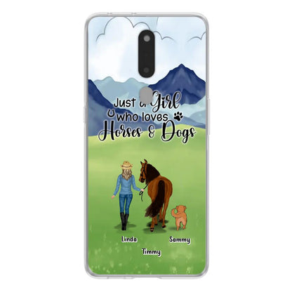 Custom Personalized Horse & Dog Phone Case - Gift Idea For Horse/Dog Lovers With Up To 2 Horses And 4 Dogs - Just A Girl Who Loves Horses & Dogs - Cases For Oppo, Xiaomi & Huawei
