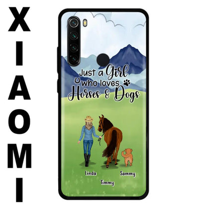 Custom Personalized Horse & Dog Phone Case - Gift Idea For Horse/Dog Lovers With Up To 2 Horses And 4 Dogs - Just A Girl Who Loves Horses & Dogs - Cases For Oppo, Xiaomi & Huawei