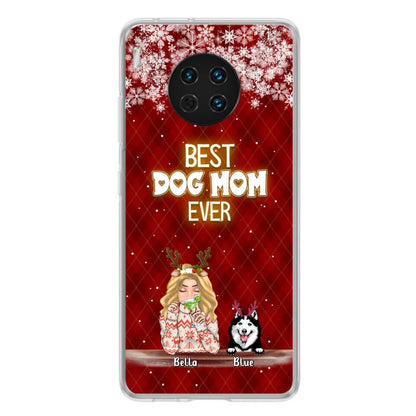 Personalized Christmas Dog Mom Phone Case - Up to 5 Dogs - Christmas Gift Idea For Dog Mom/ Dog Lover - Best Dog Mom Ever - Case For Xiaomi, Oppo And Huawei