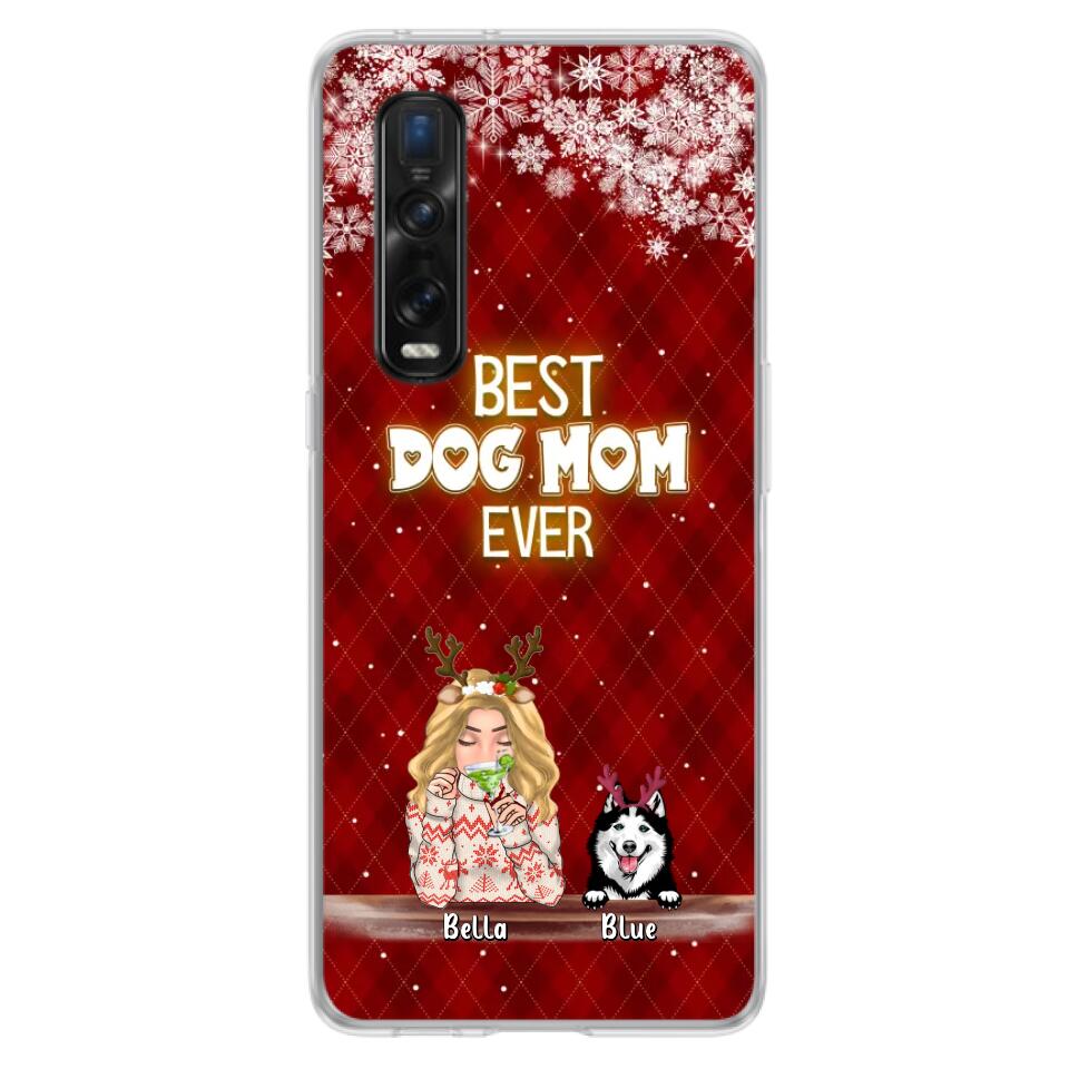 Personalized Christmas Dog Mom Phone Case - Up to 5 Dogs - Christmas Gift Idea For Dog Mom/ Dog Lover - Best Dog Mom Ever - Case For Xiaomi, Oppo And Huawei