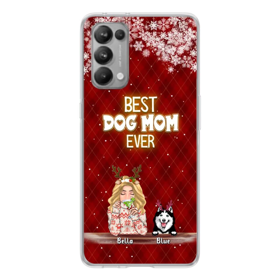 Personalized Christmas Dog Mom Phone Case - Up to 5 Dogs - Christmas Gift Idea For Dog Mom/ Dog Lover - Best Dog Mom Ever - Case For Xiaomi, Oppo And Huawei