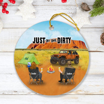 Personalized Offroads SUVs Ornament - Couple With Up to 3 Pets - Gift for Couple, Off-road Lovers
