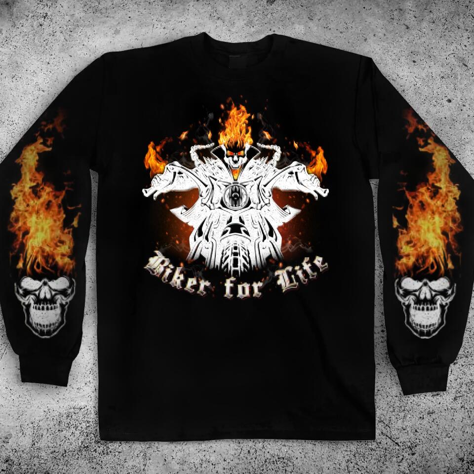 Personalized Biker Double-Sided Printed Long Sleeve T-Shirt - Gift Idea For Bikers - Biker For Life