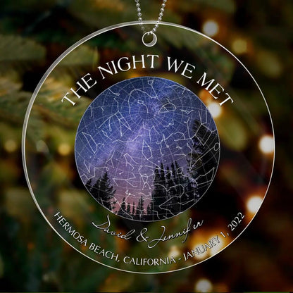 Personalized Couple Star Map Acrylic Ornament - Christmas/Birthday/Anniversary Gift Idea For Couple - The Night We Met