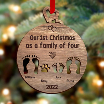 Personalized Christmas Wooden Ornament - Best Gift Idea For Family - You & Me Became Three