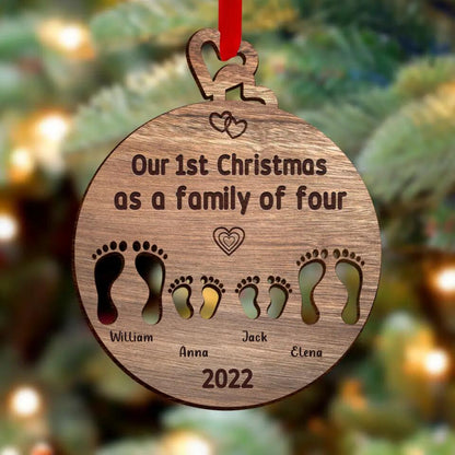 Personalized Christmas Wooden Ornament - Best Gift Idea For Family - You & Me Became Three