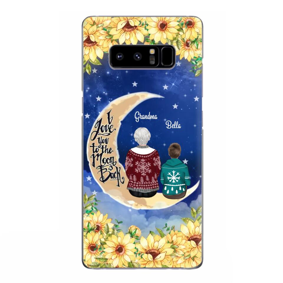 Personalized Grandma & Grandchilds Sitting On Moon Phone Case - Up to 3 Kids - Gift Idea For Grandma - I Love You To The Moon And Back - Cases For iPhone & Samsung