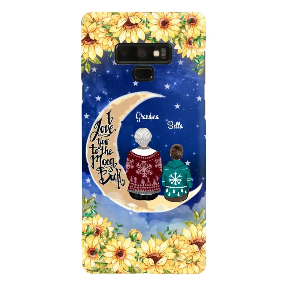 Personalized Grandma & Grandchilds Sitting On Moon Phone Case - Up to 3 Kids - Gift Idea For Grandma - I Love You To The Moon And Back - Cases For iPhone & Samsung