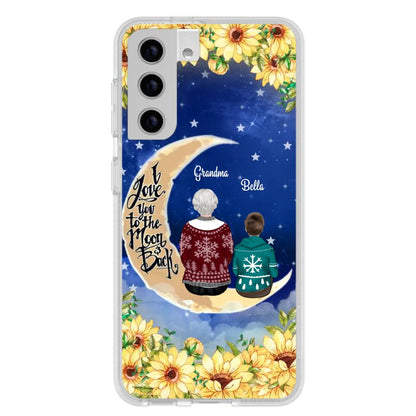 Personalized Grandma & Grandchilds Sitting On Moon Phone Case - Up to 3 Kids - Gift Idea For Grandma - I Love You To The Moon And Back - Cases For iPhone & Samsung