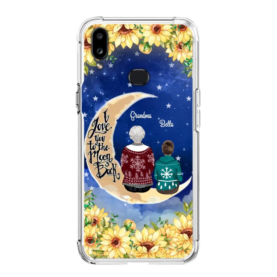 Personalized Grandma & Grandchilds Sitting On Moon Phone Case - Up to 3 Kids - Gift Idea For Grandma - I Love You To The Moon And Back - Cases For iPhone & Samsung