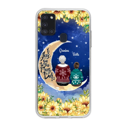Personalized Grandma & Grandchilds Sitting On Moon Phone Case - Up to 3 Kids - Gift Idea For Grandma - I Love You To The Moon And Back - Cases For iPhone & Samsung