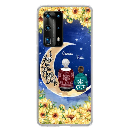 Personalized Grandma & Grandchilds Sitting On Moon Phone Case - Up to 3 Kids - Gift Idea For Grandma - I Love You To The Moon And Back - Cases For Oppo, Xiaomi & Huawei