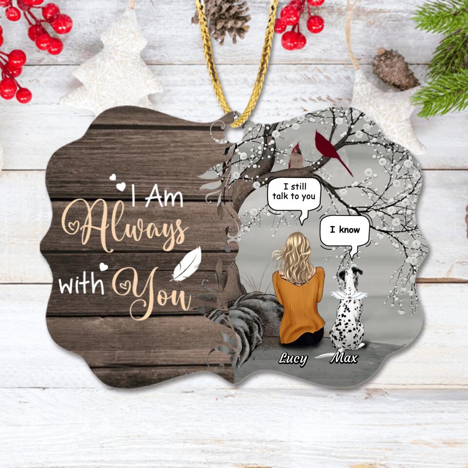 Personalized Memorial Pet Mom Rectangle Wooden Ornament - Gift Idea For Dog/Cat Lovers - Up to 4 Dogs/Cats - I Am Always With You