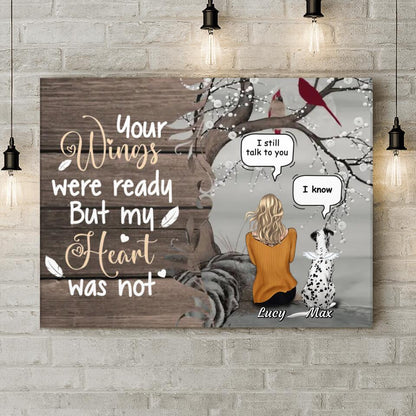 Personalized Memorial Pet Mom Horizontal Canvas - Gift Idea For Dog/Cat Lovers - Up to 4 Dogs/Cats - Your Wings Were Ready But My Heart Was Not