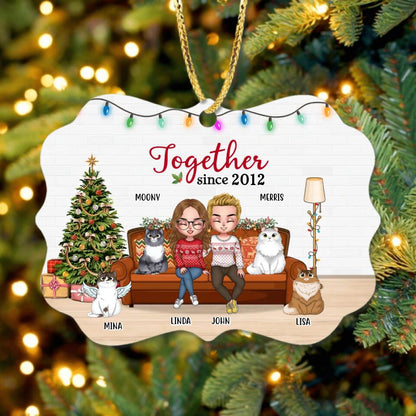Personalized Crazy Cat Lady Rectangle Wooden Ornament - Gift Idea For Couple/Cat Lovers With Up To 2 Cats - A Crazy Cat Lady& A Grumpy Old Man Live Here