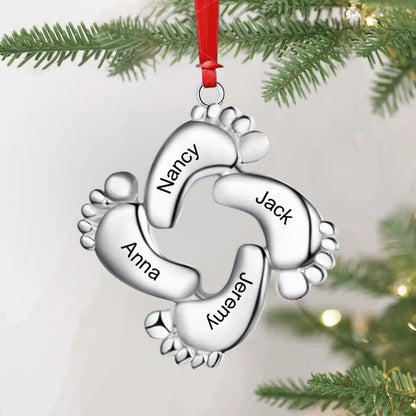 Personalized Baby Feet Aluminium Ornament - Up to 6 Feet - Christmas Gift Idea For Family