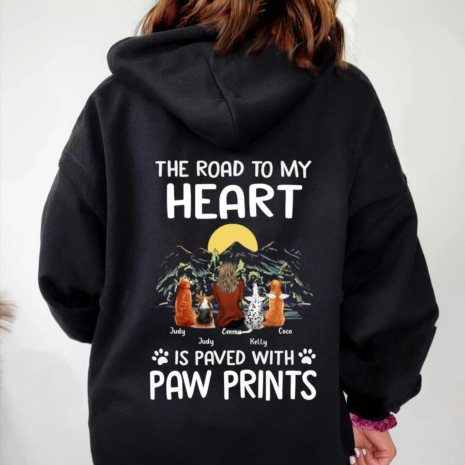 Personalized Pet Mom/Dad T-shirt/Pullover Hoodie - Gift Idea For Dog/Cat Lover - The Road To My Heart Is Paved With Pawprints