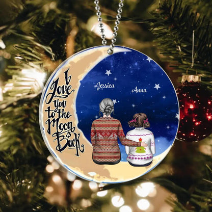 Personalized Grandparent & Kid Circle Acrylic Ornament - Christmas Gift Idea For Grandparents And Kid - I Love You To The Moon & Back