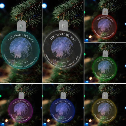 Personalized Couple Map Led Acrylic Ornament - Christmas/Anniversary Gift Idea For Couple - The Night We Met