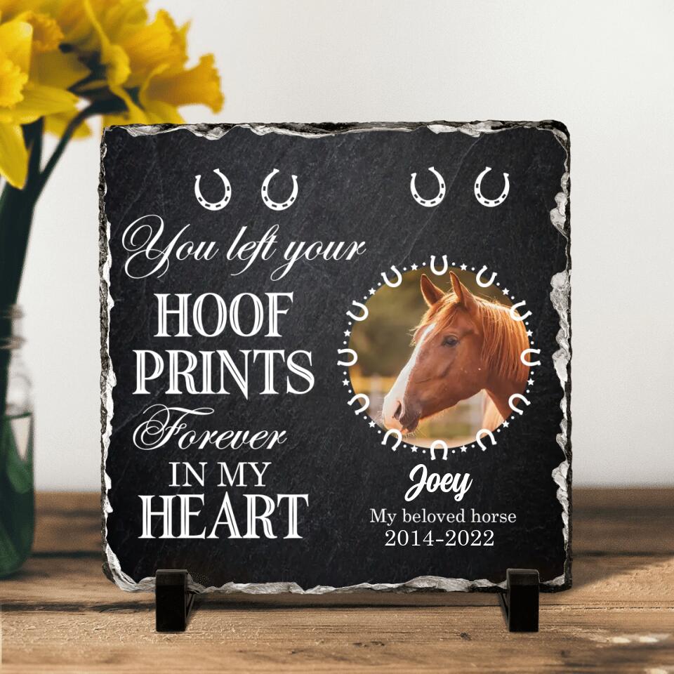 Custom Personalized Memorial Horse Lithograph - Upload Photo - Memorial Gift Idea For Horse Lover - You Left Your Hoof Prints Forever In My Heart