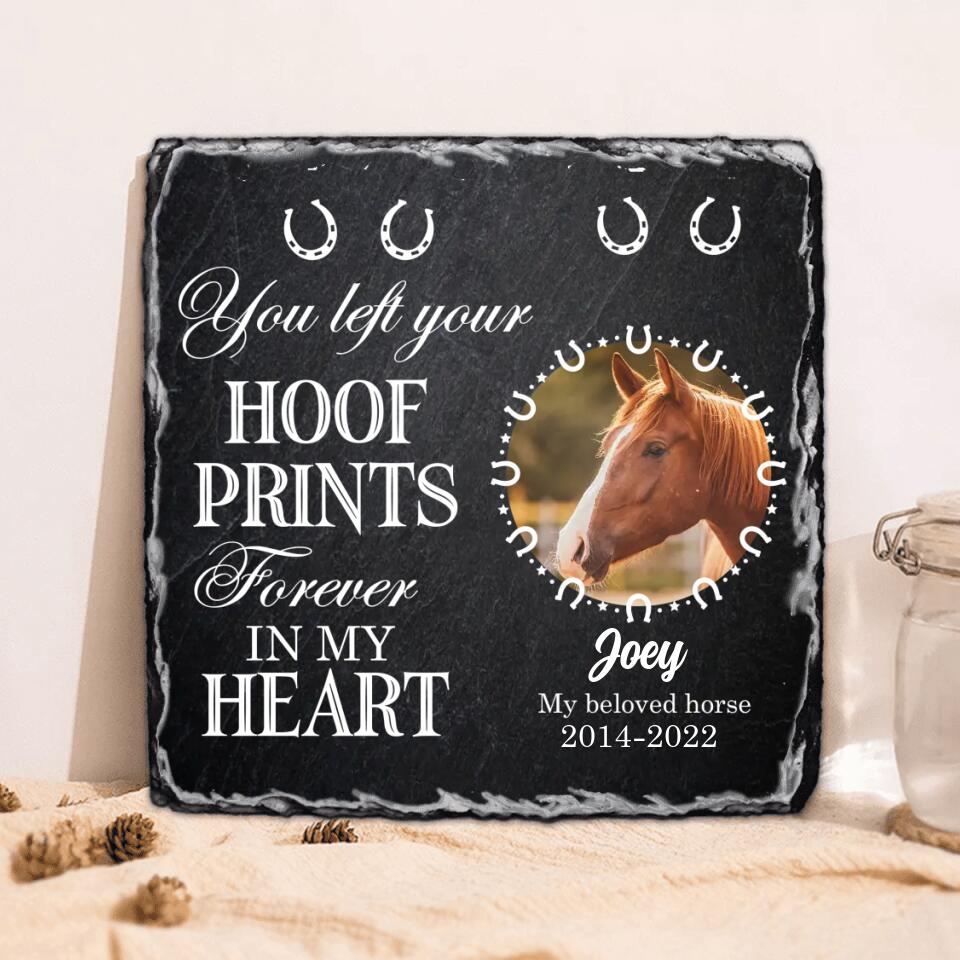 Custom Personalized Memorial Horse Lithograph - Upload Photo - Memorial Gift Idea For Horse Lover - You Left Your Hoof Prints Forever In My Heart