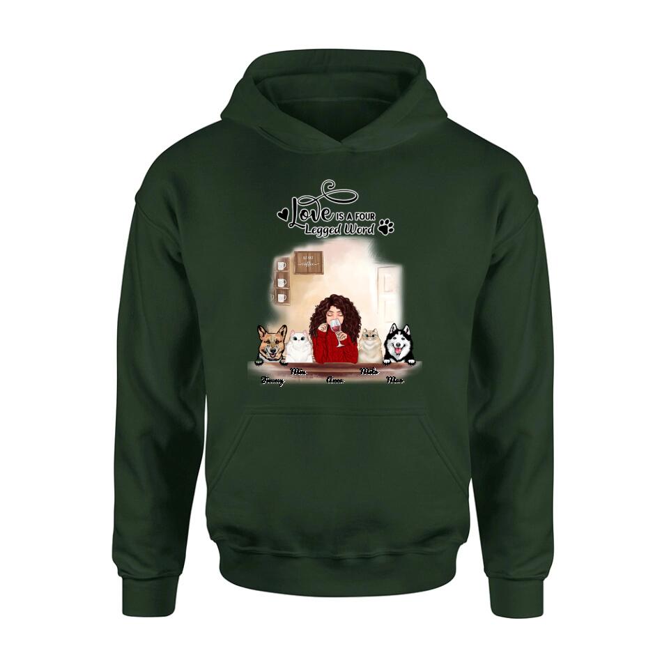 Personalized Dog Cat T-shirt/Hoodie/Sweatshirt - Gift for Dog Mom/Cat Mom - Up to 4 Pets