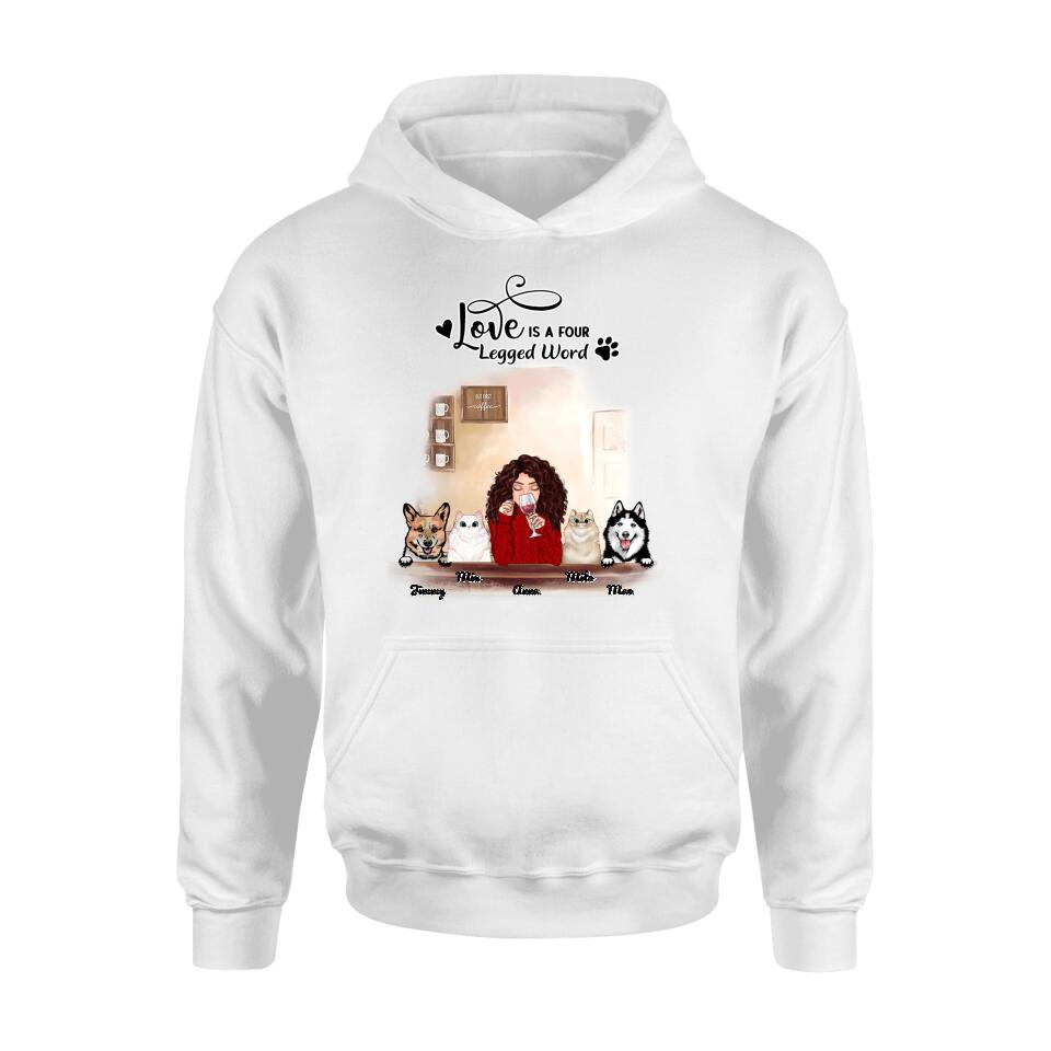 Personalized Dog Cat T-shirt/Hoodie/Sweatshirt - Gift for Dog Mom/Cat Mom - Up to 4 Pets