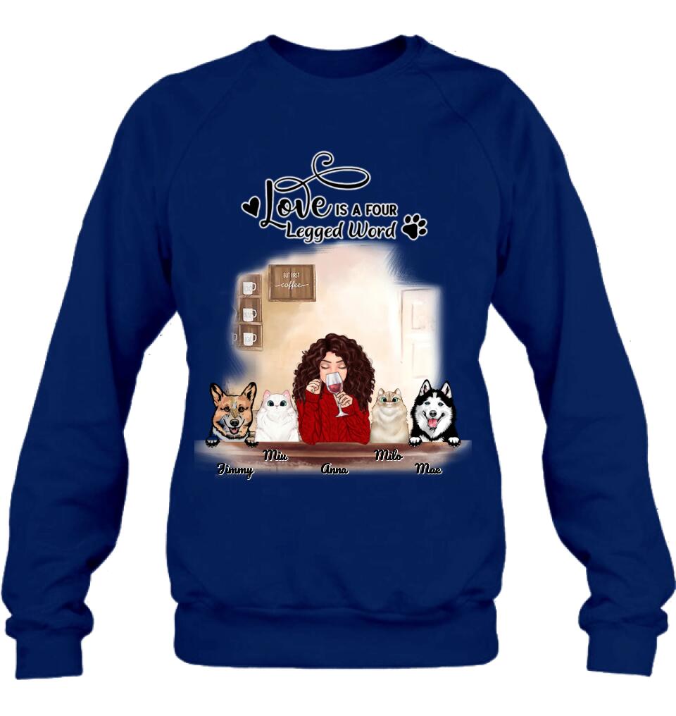 Personalized Dog Cat T-shirt/Hoodie/Sweatshirt - Gift for Dog Mom/Cat Mom - Up to 4 Pets