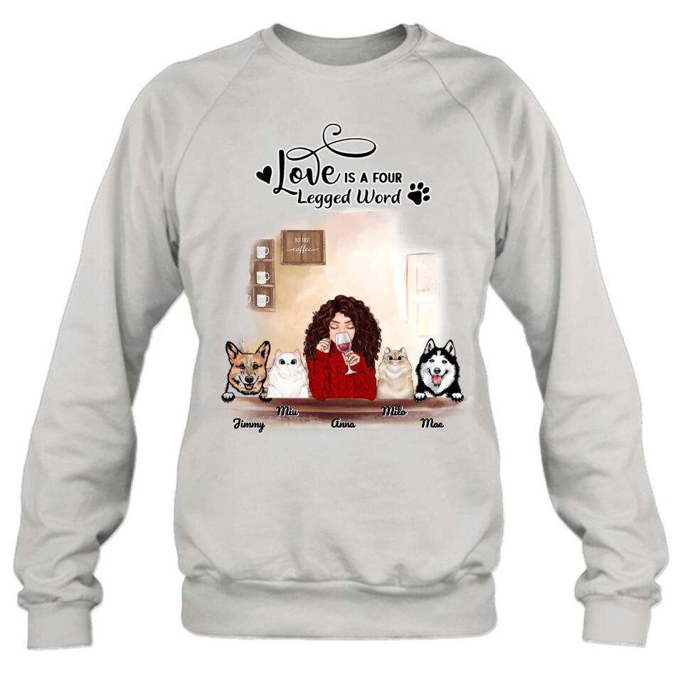 Personalized Dog Cat T-shirt/Hoodie/Sweatshirt - Gift for Dog Mom/Cat Mom - Up to 4 Pets