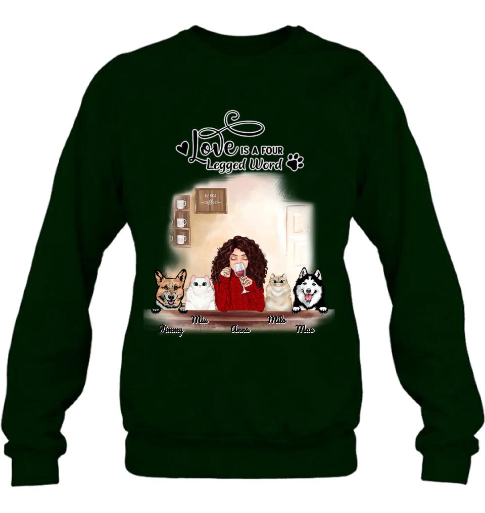 Personalized Dog Cat T-shirt/Hoodie/Sweatshirt - Gift for Dog Mom/Cat Mom - Up to 4 Pets