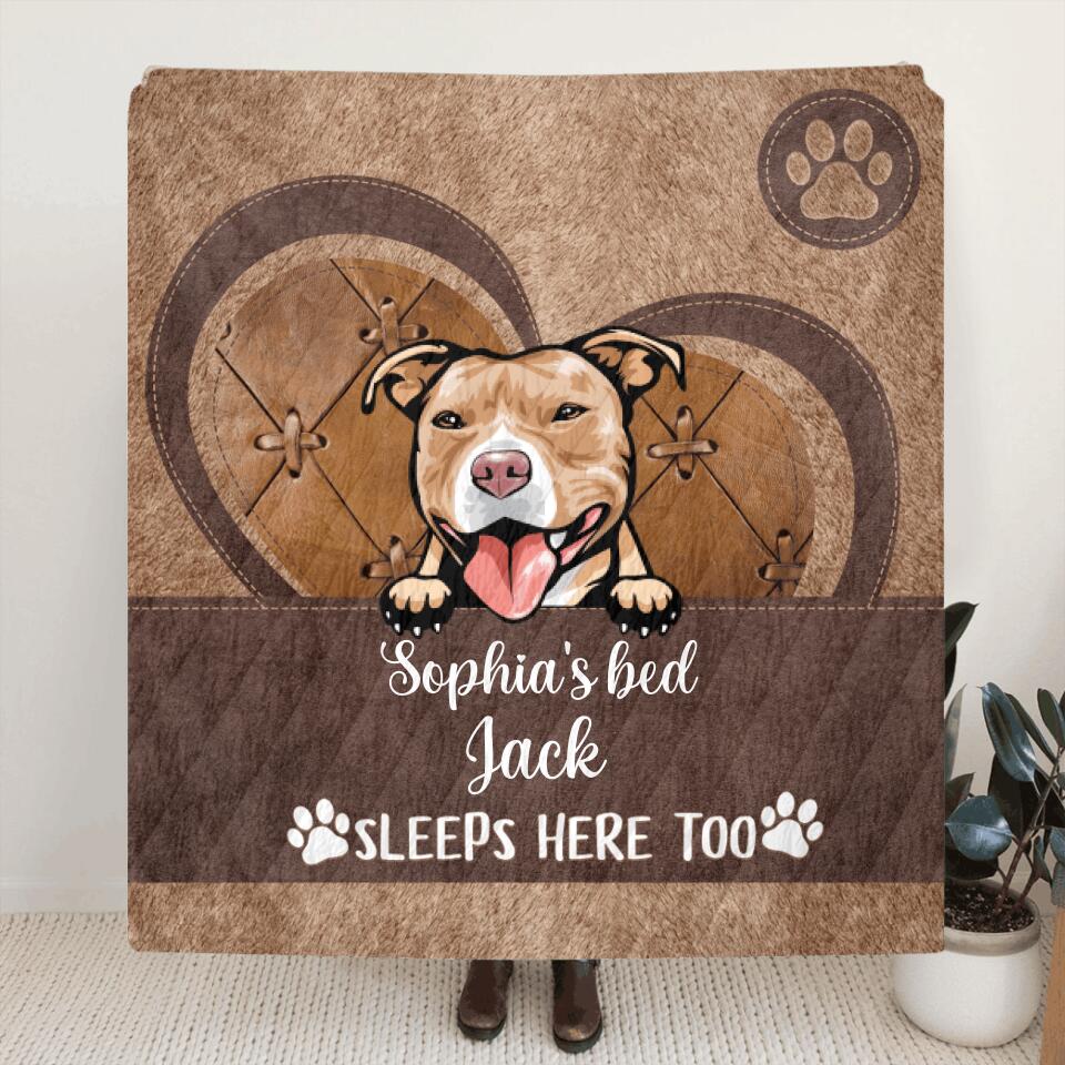 Personalized Pet Quilt/Fleece Blanket/Pillow Cover  - Up to 4 Pets - Best Gift For Dog/Cat Lovers