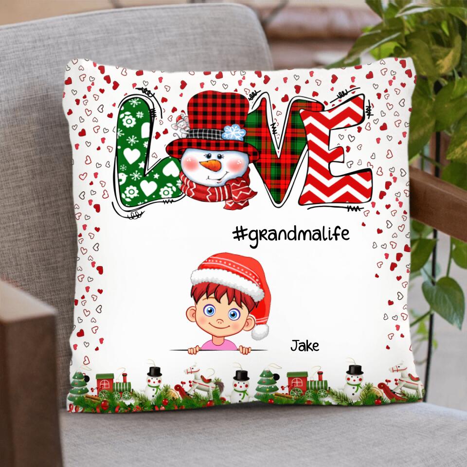 Personalized Grandmalife Pillow Cover - Up to 6 Kids - Christmas Gift For Grandma