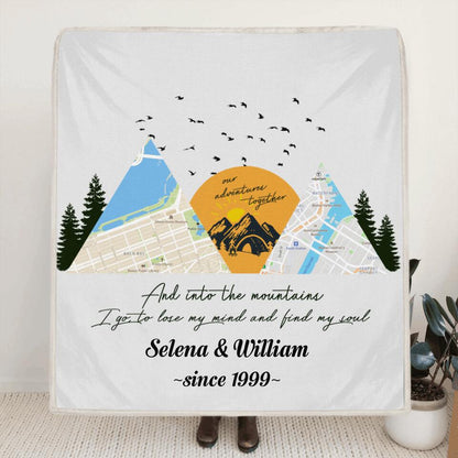 Personalized Camping Map Pillow Cover/Quilt/Fleece Blanket  - Up to 6 Maps - Best Gift For Camping Lovers - Taking Memories And Leaving Footprints