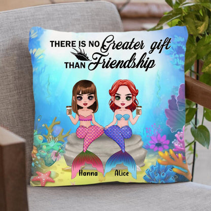 Personalized Mermaid Friends/Sisters Pillow Cover/Quilt/Fleece Blanket - Up to 4 Mermaids - There Is No Greater Gift Than Friendship