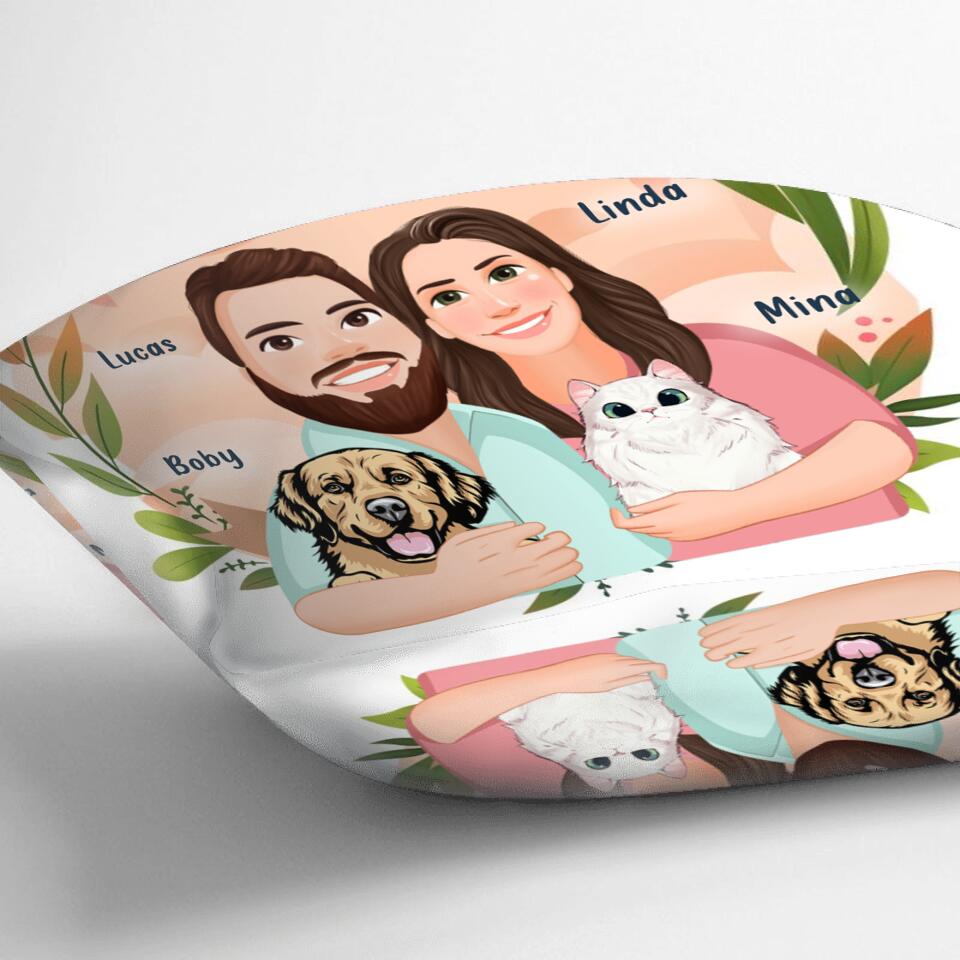 Personalized Cartoon Couple Pillow Cover - Gift Idea For Couple - And So Together We Built A Life We Loved