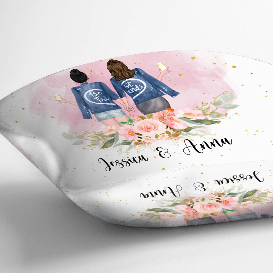 Personalized Bestie Pillow Cover - Gift Idea For Best Friends - Not Sisters By Blood But Sisters By Heart