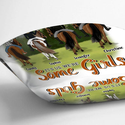 Custom Personalized Riding Horse Friends Pillow Cover/Cushion Cover - Gift for Besties, Horse Lovers - Up to 4 Besties - Some girls go riding and drink too much