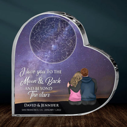 Personalized Couple Acrylic Plaque - Gift Idea For Couple - I Love You To The Moon & Back