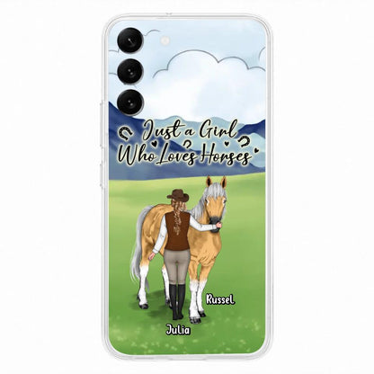 Custom Personalized Horse Girl Phone Case - Gift Idea For Horse Lovers/Horse Owners - Just A Girl Who Loves Horses - Case For iPhone & Samsung