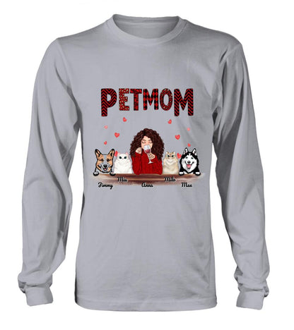 Personalized Dog/Cat T-shirt/Hoodie/Long Sleeves/Sweater - Gift For Dog Mom/Cat Mom - Up to 4 Pets