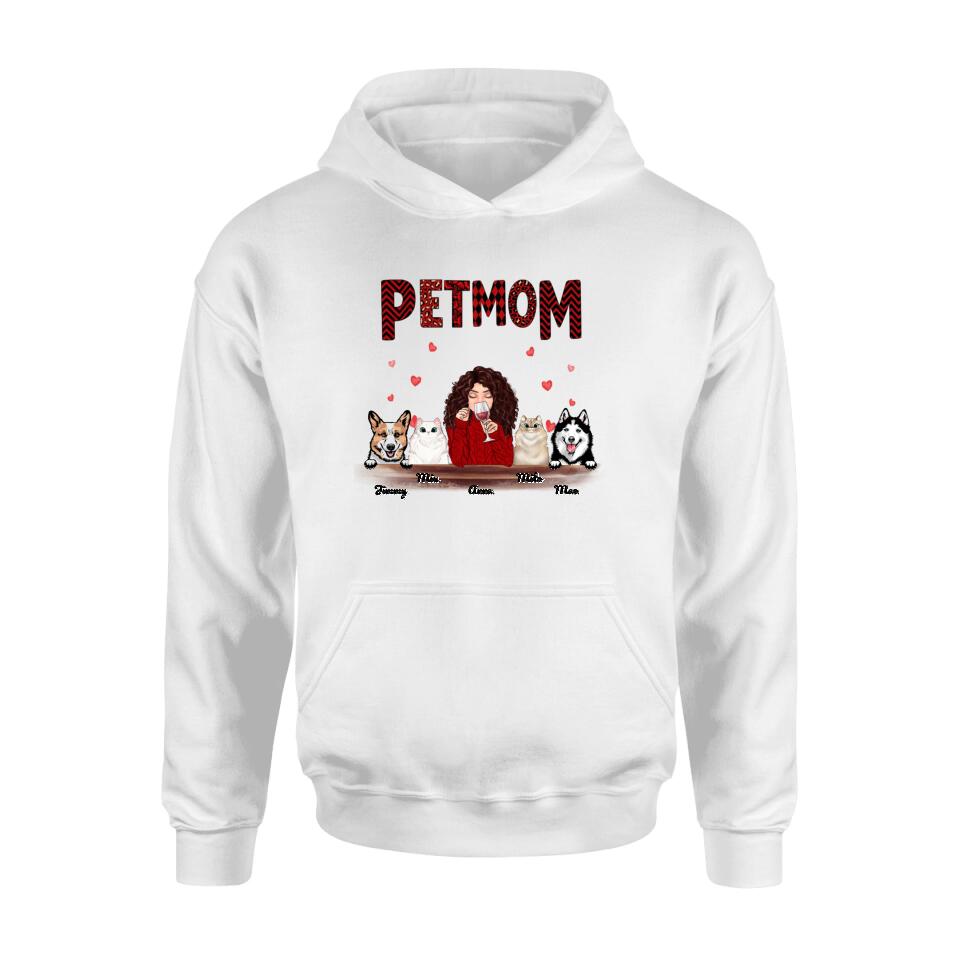 Personalized Dog/Cat T-shirt/Hoodie/Long Sleeves/Sweater - Gift For Dog Mom/Cat Mom - Up to 4 Pets