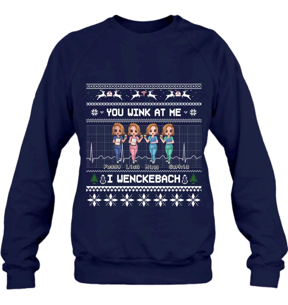 Personalized Nurses Shirt - Up to 4 Nurses - Christmas Gift Idea for Nurses/Friends/Besties - You Wink At Me I Wenckeback