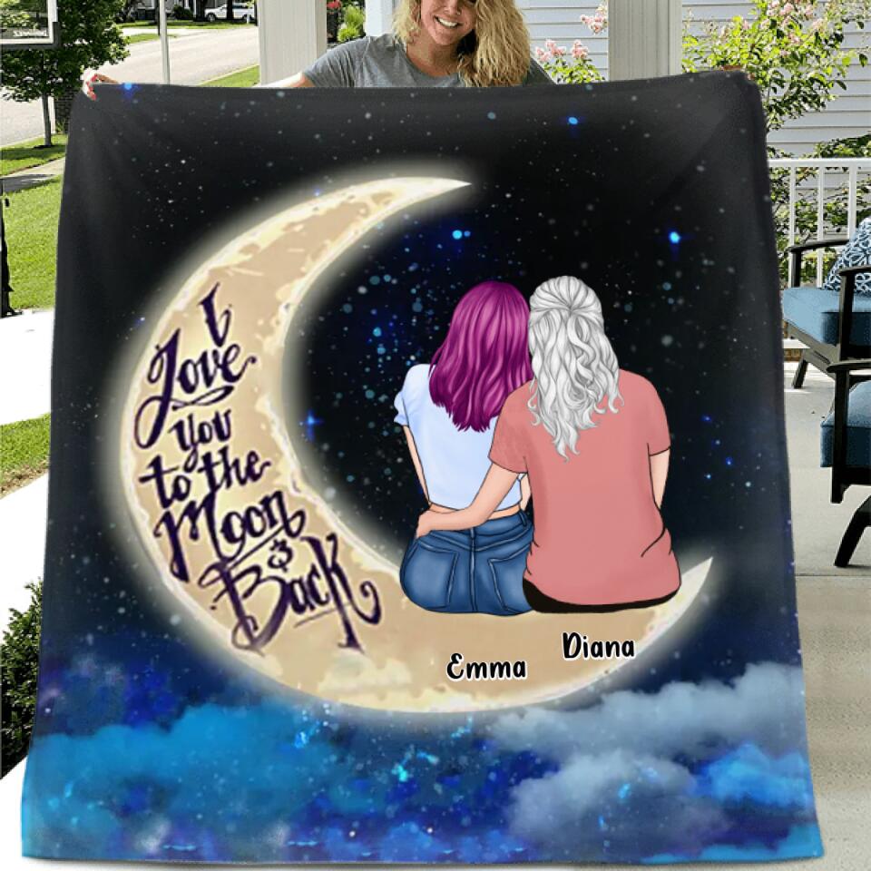Personalized Mother's Day Quilt/Fleece Blanket - Mother's Day Gift From Daughter to Mom - Best mother’s day gift ideas - I love you to the moon and back