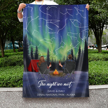 Personalized Camping Couple Flag - Anniversary Gift for Couple - The Night we Met